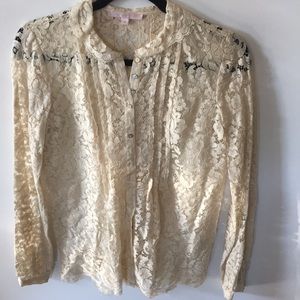Lace button down blouse